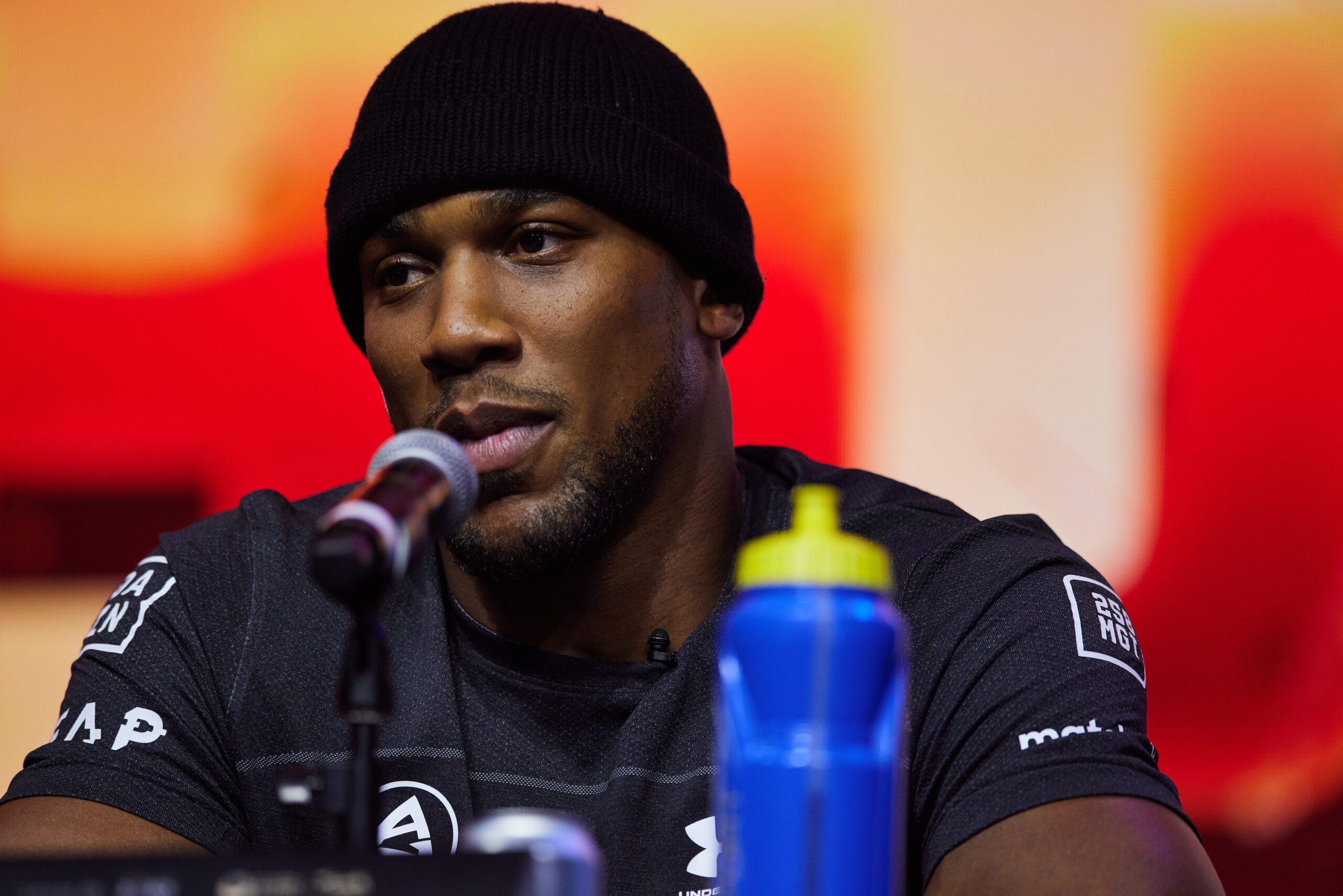 London, London: Anthony Joshua v Francis Ngannou Press Conference to announce upcoming fight in the Kingdom of Saudi Arabia on 8th March 2023.
