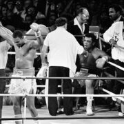 Larry Holmes defeats Muhammad Ali at Caesars Palace in Las Vegas on October 2, 1980. (Getty Images).