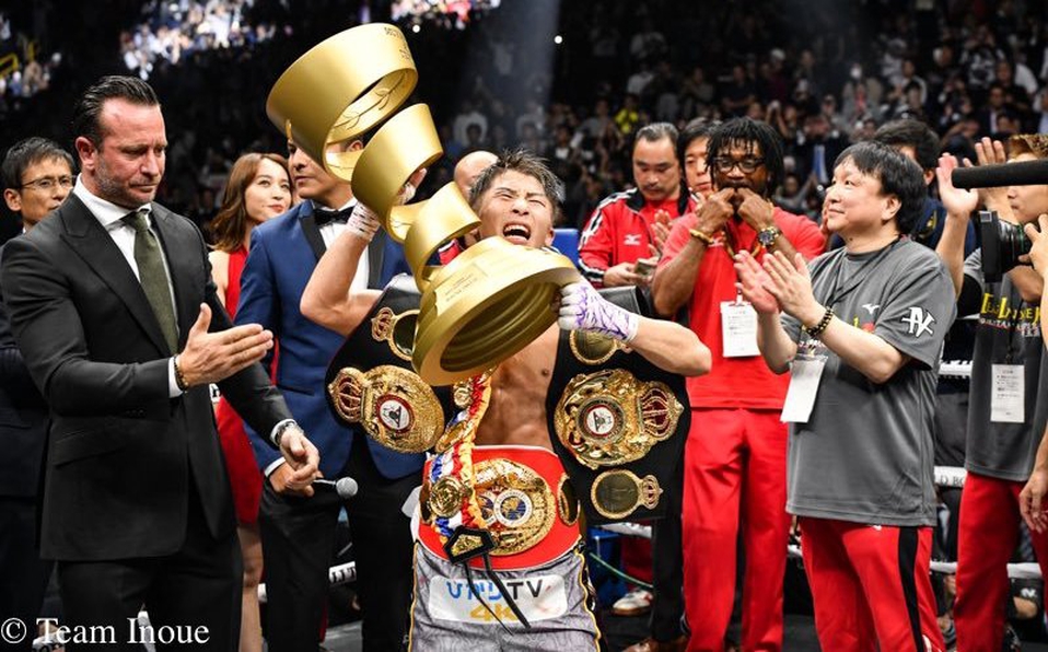 Naoya Inoue with the Muhammad Ali Trophy (Photo By Team Inoue)